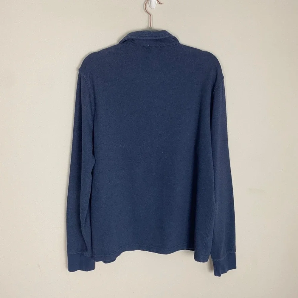 J Crew Long Sleeve Textured Sweater Tee Polo Shirt Mens Medium Preppy Classic